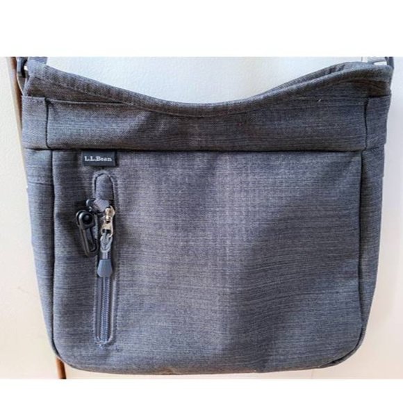 LL BEAN Wayside II Crossbody Bag Heather Gray Expandable Purse Nylon Shoulder - Picture 2 of 7
